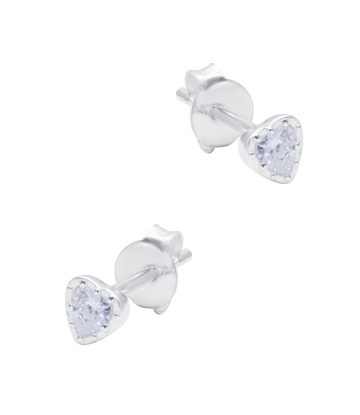 Heart Shaped CZ Silver Stud Earring STS-6661